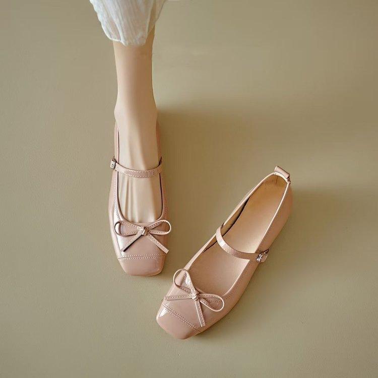 French Gentle Wind Single Shoes Autumn New Height Increase with Skirt Bow Ballet Mary Jane Shoes