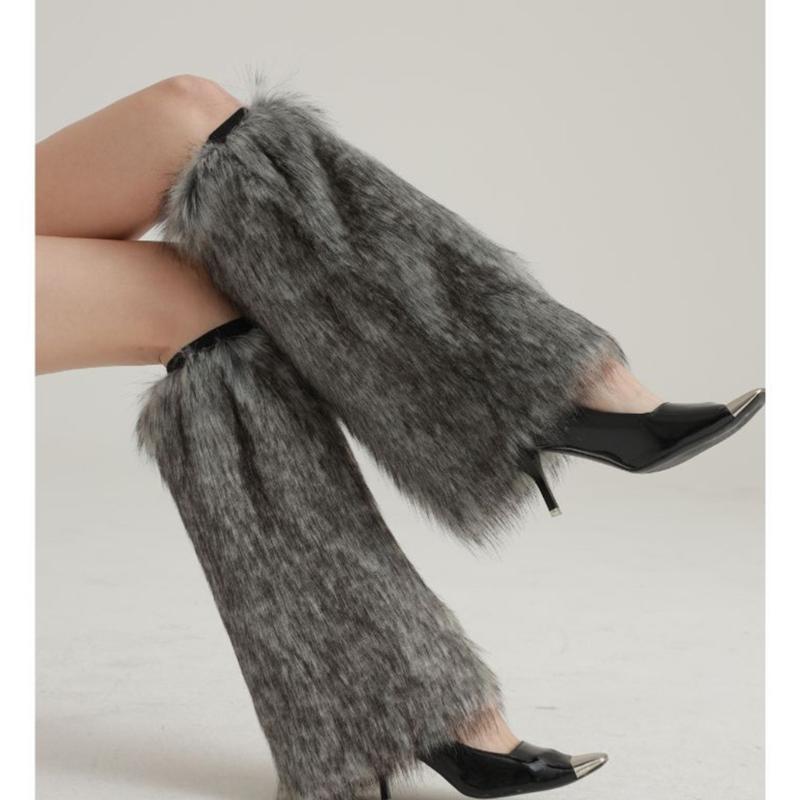 Faux Furs Wolf Plush Leg Warmer For Winter Cold Weather Leg Protections Leg Sleeves Cosplay Event Costume Accessories