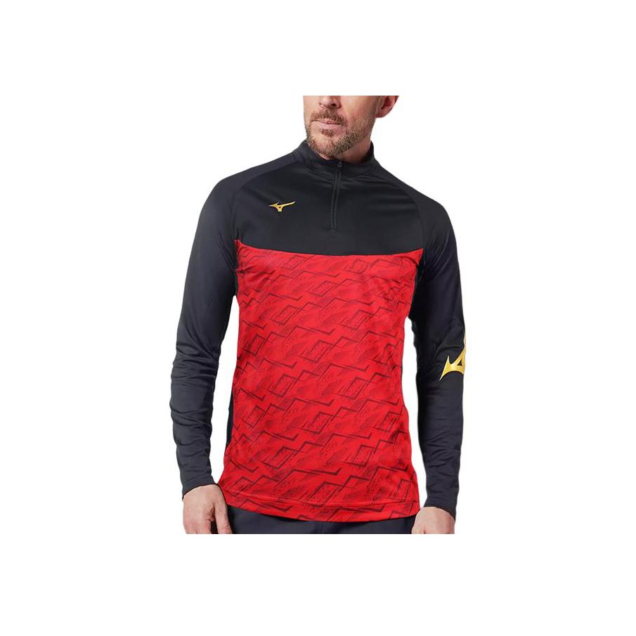 Mizuno Åndbar Pullover Stå krave Afslappet Sweatshirt Mænd sweatshirt Rød Sort P2CC19Z194