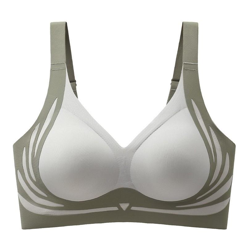 

Seamless Support Bra with Wide Straps and Contrast Trim M зелений
