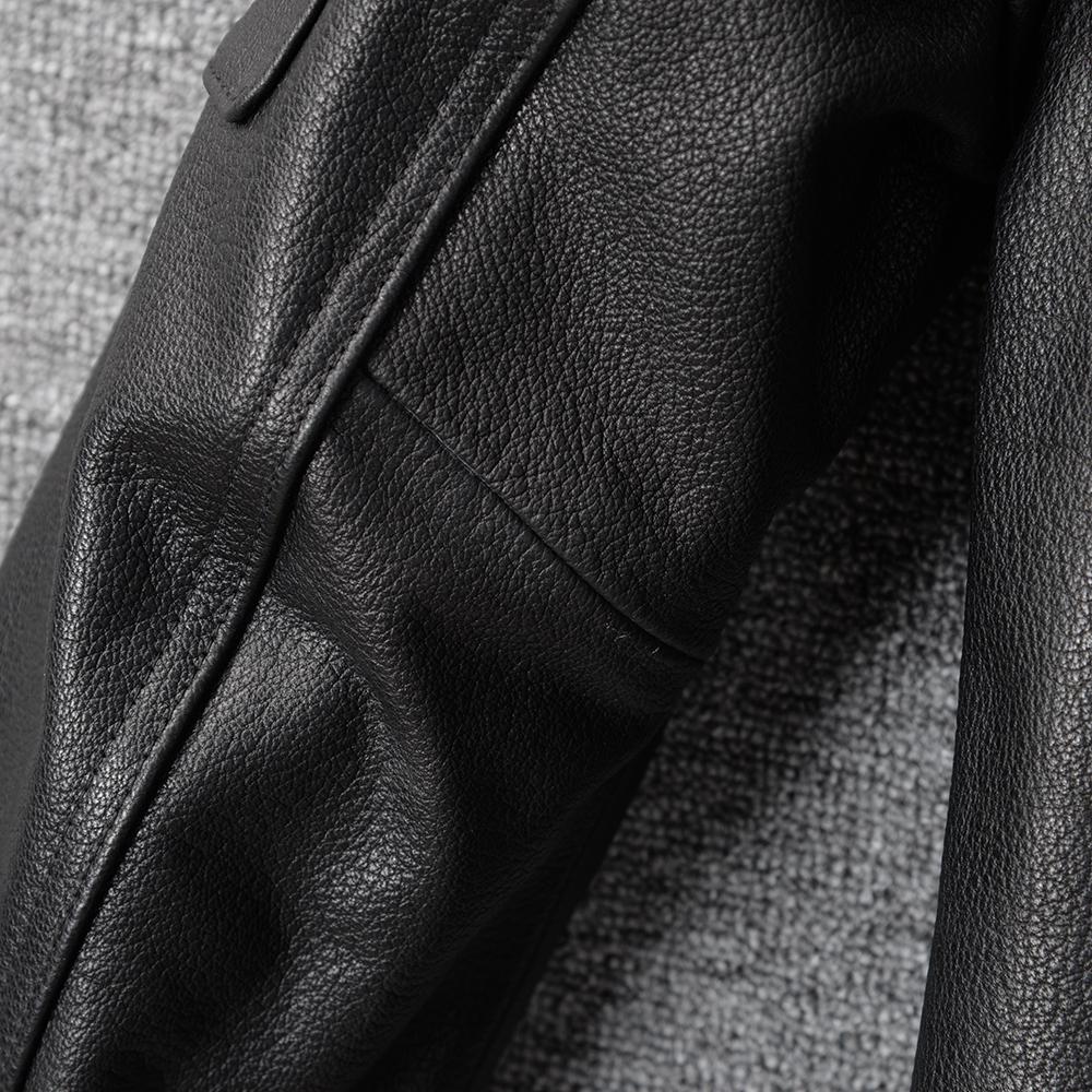 Black Genuine Cow Men Leather Jacket Loose Oversized Flight Jackets  Real Cowhide Men's Coat Autumn Spring