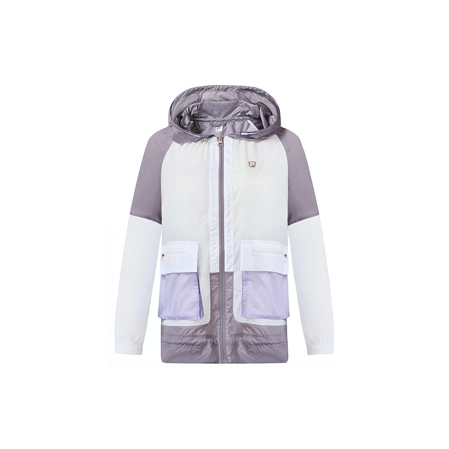 

Fila Легкая повседневная тканая куртка с капюшоном в стиле колор-блок с несколькими карманами для занятий спортом, женские куртки, нефритово-белая A11W231702F-WT L