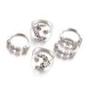 5PC Women Bohemian   Star Moon Wedding Lover Crystal Stack Rings Set