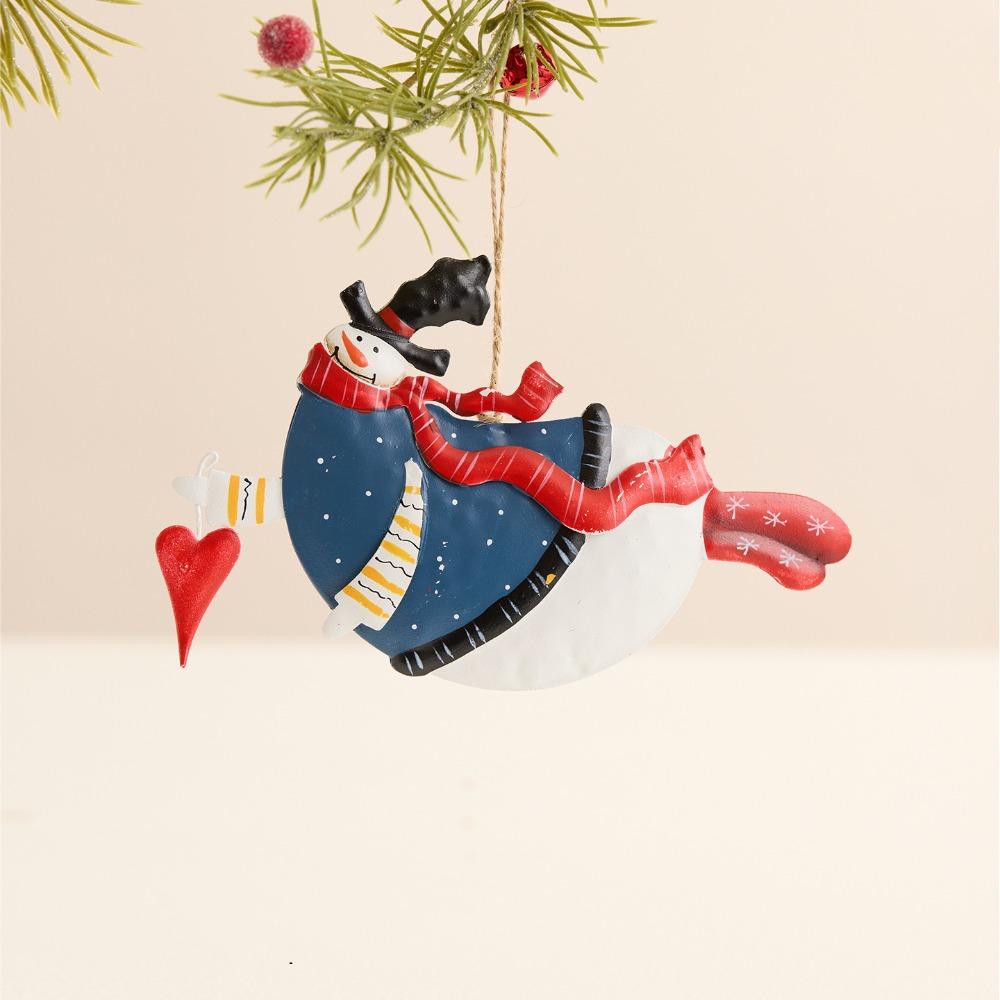 Cute Handmade Snowman Hanging Model Hanging Cartoon Xmas Ornament Iron with Lanyard Christmas Tree Decor Festival Decoration