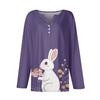 Women's Fashion Casual Printed V-neck Long Sleeve Button Up T-shirt Top