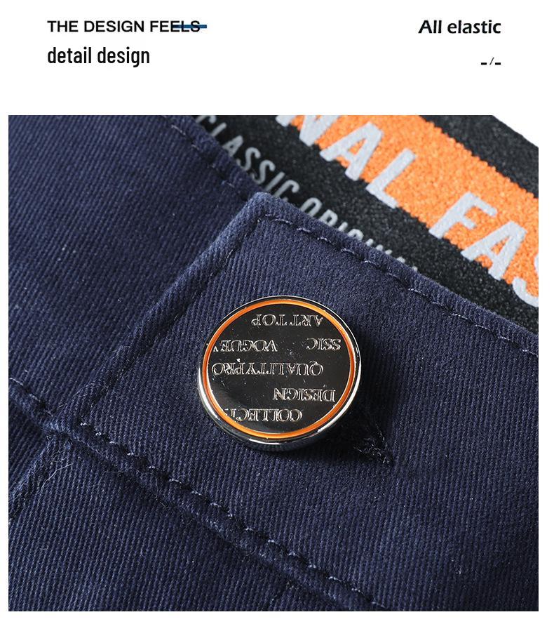 2024 Men's Hong Kong Slim Fit Casual Cotton Pants: Breathable, Elastic, Straight-Leg, Versatile Long Pants for Summer