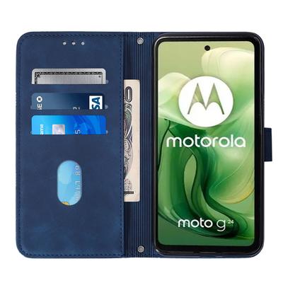 For Motorola Moto E14 4G/G04 4G/G04s 4G/G24 4G Leather Case with Hand Strap Wallet Stand Phone Cover