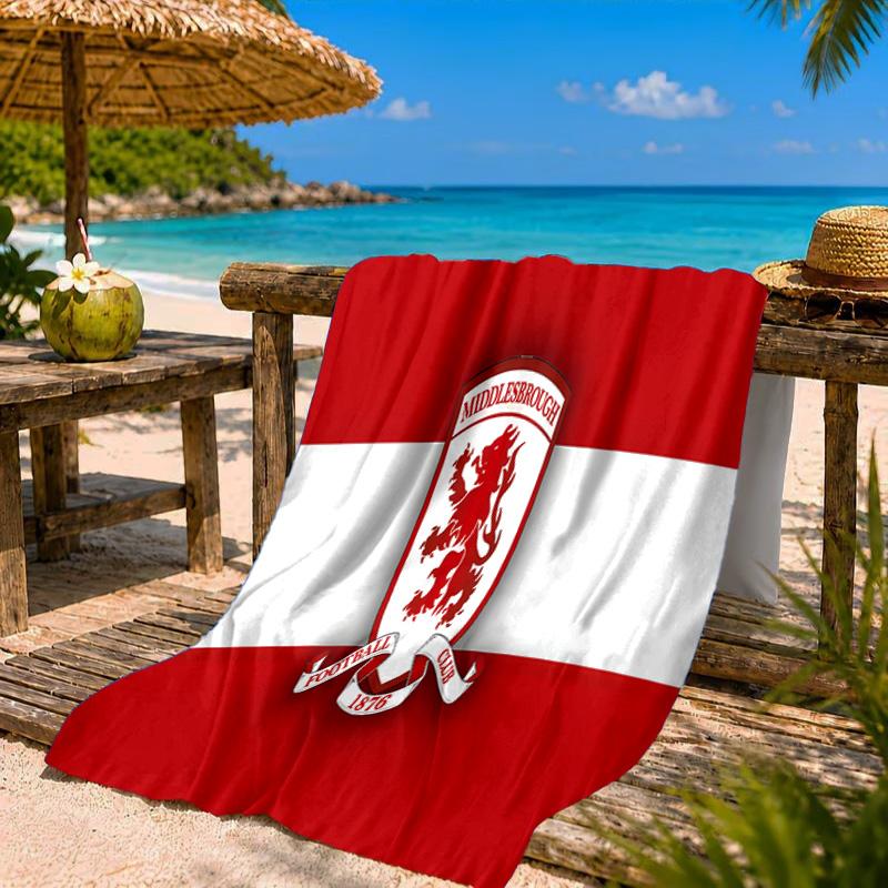 Asciugamano da Spiaggia con Stemma del Middlesbrough Football Club, Asciugamano da Spiaggia in Microfibra, Leggero e Asciugatura Rapida, per Viaggi Estivi, Piscina, Regalo di Compleanno per Fan