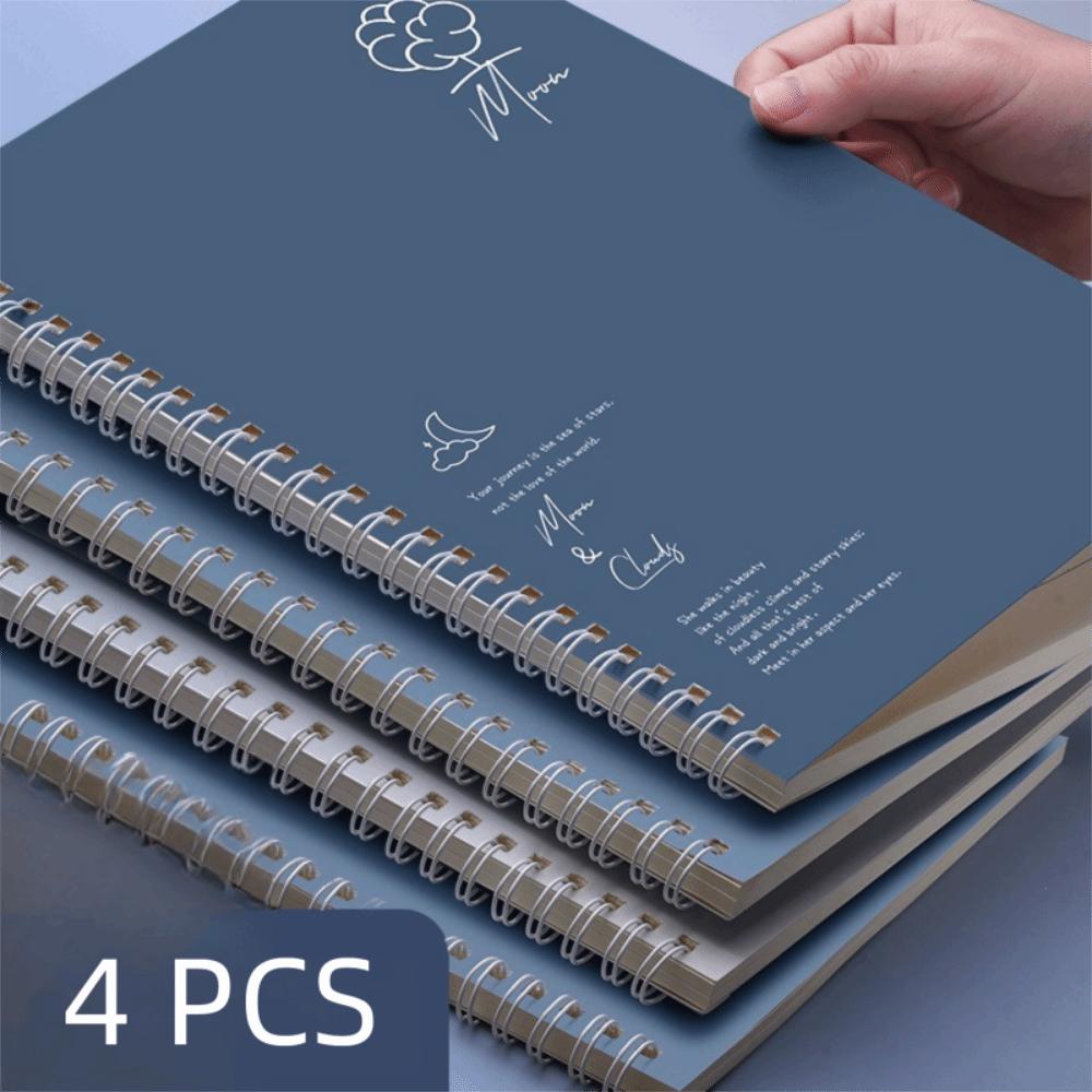 4Pcs Paper Spiral Notebook 60Sheets Loose Leaf Notebook Simple Coil Notebook  Art Style