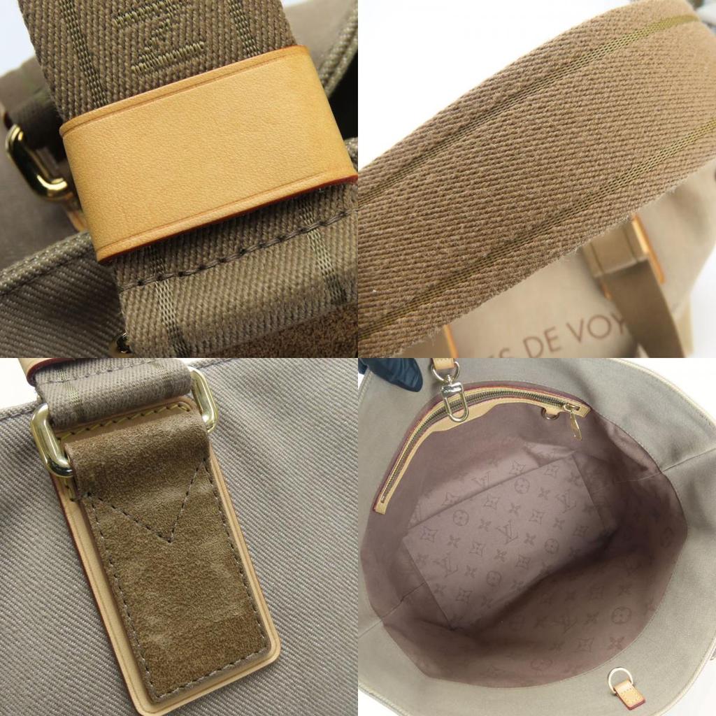 Used LOUIS VUITTON Tote Bag Plat'n Soleil Hippo PM M94144 2012 canvas/Nume Leather Khaki Beige Everyday Use