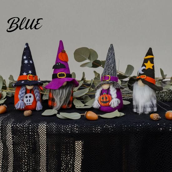Halloween Party Ornaments Plush Gnome Decoration Spooky Witch Hat Swedish Tomte Elf Figurine Soft Fabric Collectibles Mini Scandinavian Dwarf