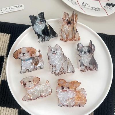 Süße Kleine Tiere Welpe Acryl Haarspangen Hinterkopf Haifischklemme Cartoon Samoje Corgi Border Collie Haarkralle Spangen Zubehör