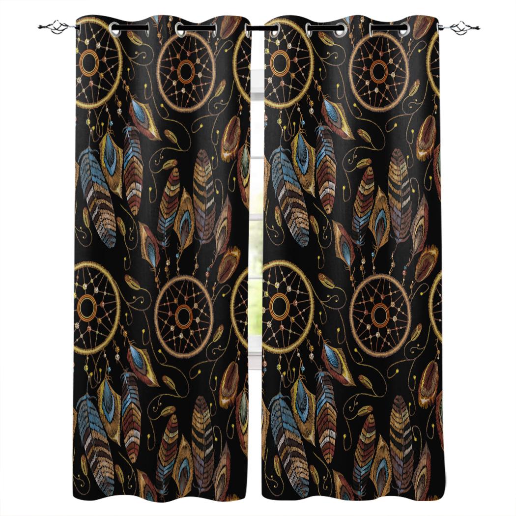 

Розовый Ловец снов Домашний декор Занавески для окон Спальня Кухонная занавеска Шторная панель Занавески для гостиной 135W x 60H(cm)