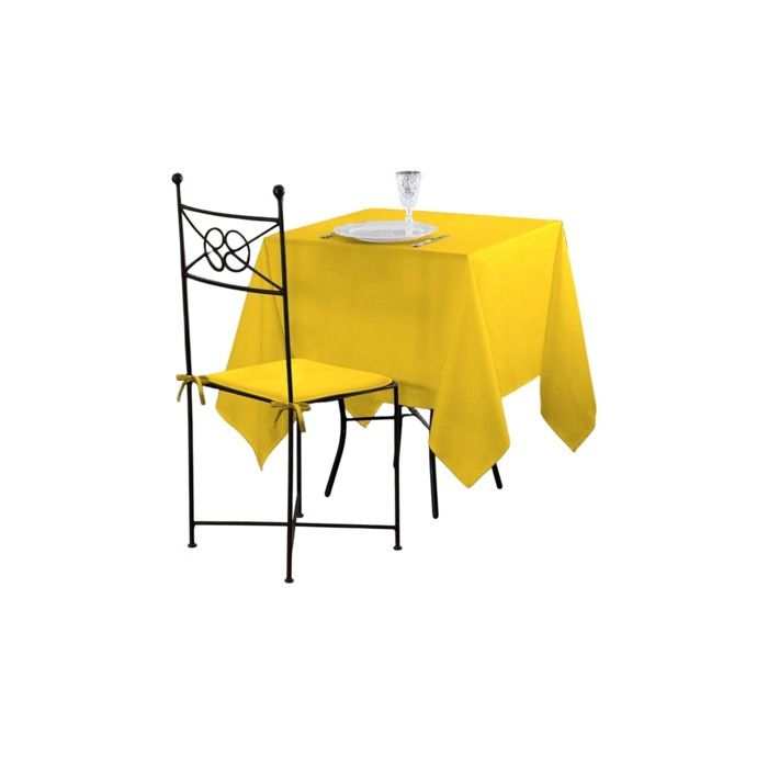 Nappe carrée - 180 x 180 cm - Polyester 100% - Jaune - Lavable en machine