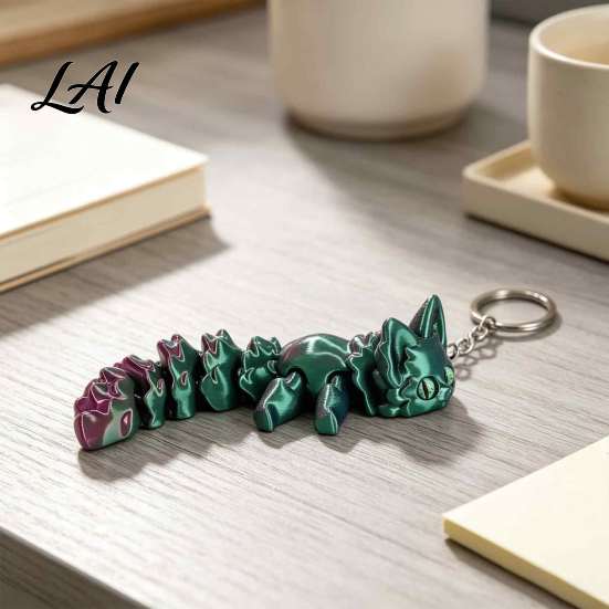 3D Printed Fox Keychain Articulated Keychain Flexible Joint Animal Pendant with Metal Fun Desk Decoration Key Ring Creative Figurine Toy Bag Charm