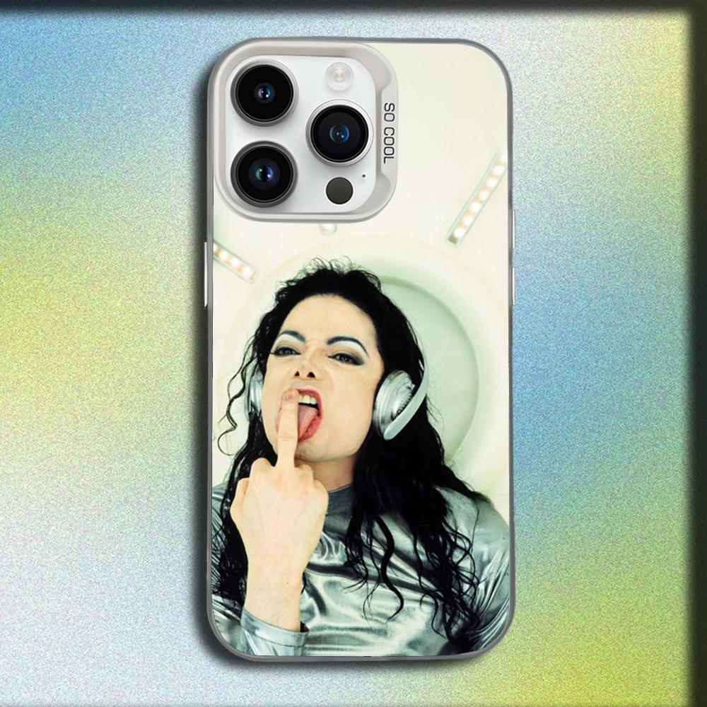 Custodia per Telefono Cantante Michael J-Jackson Per iPhone 16,15,14,13,12,11,Mini,Pro,SE,MAX Bianca Opaca Cover Antiurto