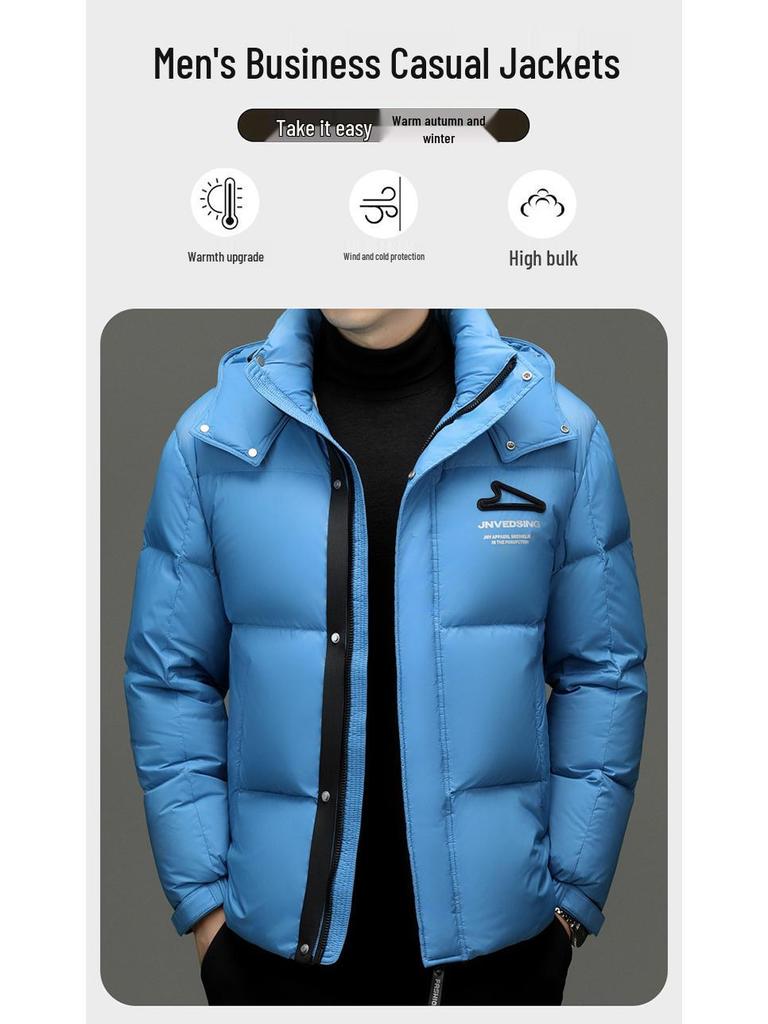 Men's 2025 Winter Fashion Down Jacket, Thick and Warm with Detachable Hood.
