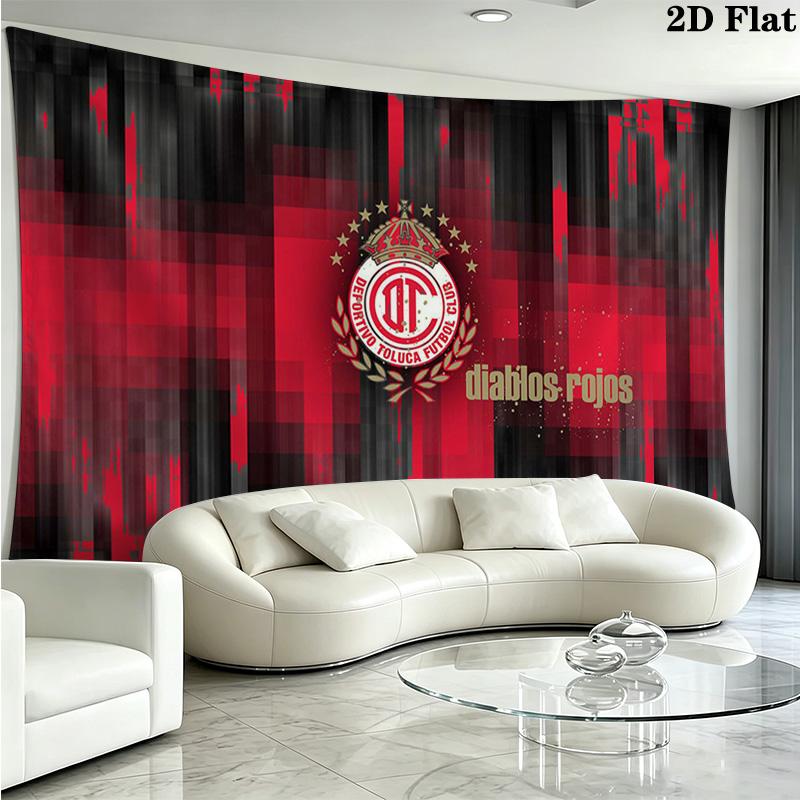 Deportivo Toluca FC Logo Wall Tapestry Aesthetic Wall Hanging Printed Fabric Blanket Decorative Tapestries for Bedroom Living Room Home Decor