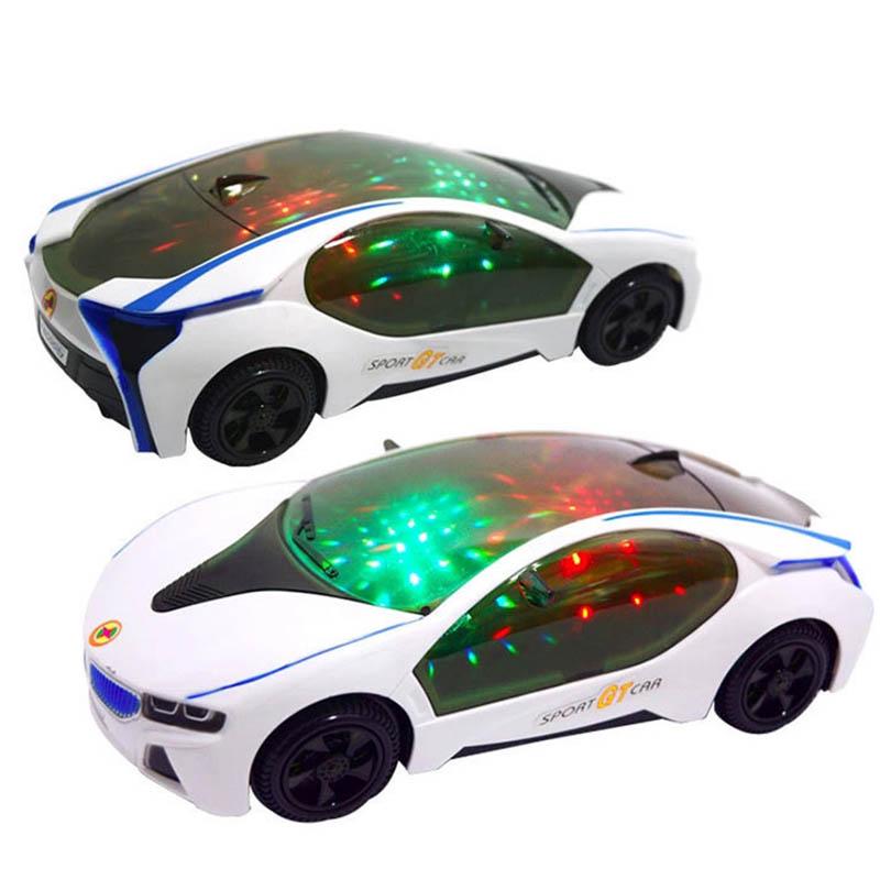 3D LED Blinkande Ljus Billeksaker Musik Ljud Elleksaksbilar Barn