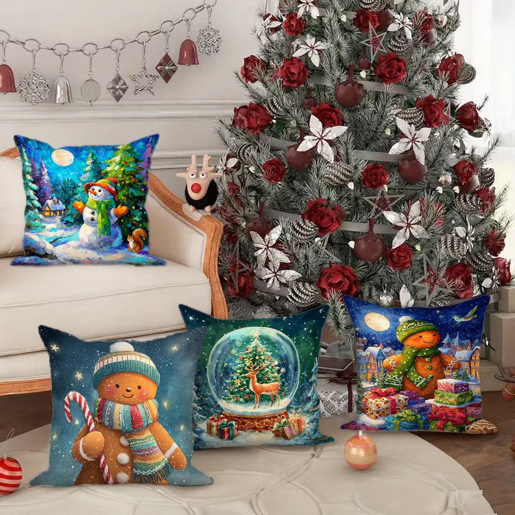 Weihnachtliche Kissenhülle mit LebkuchenmannGeeignet für Sofa Auto Schlafzimmer dekorativer Kissenbezug Kissenbezug