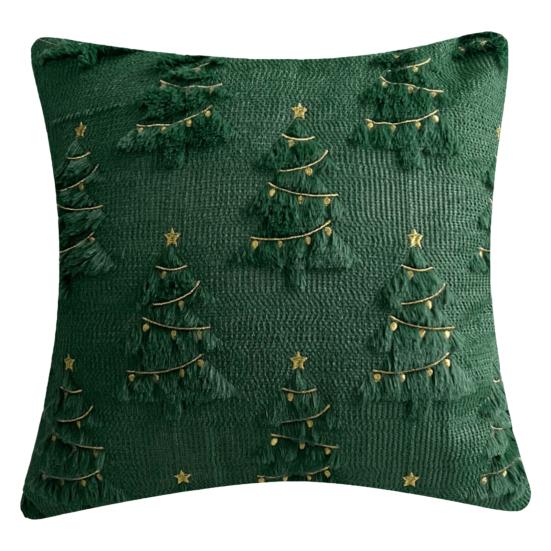 Christmas Pillowcase 3D Embroidery Tree Pattern Winter Holiday Throw Pillow Cushion Cover Festive Home Decor