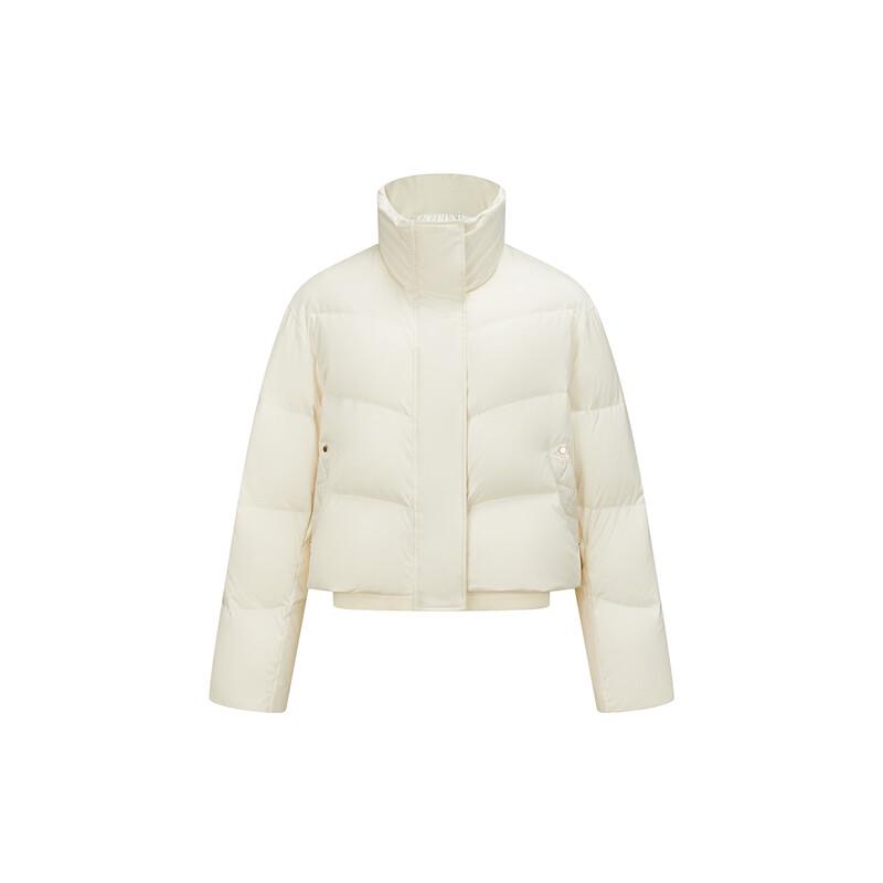 PEACEBIRD Damen Strickeinsatz Stehkragen Satin Pufferjacke