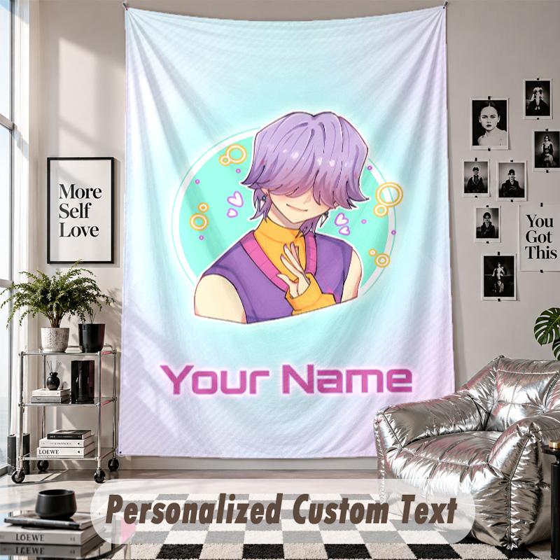 Custom Tapestry Wall Hanging, Kpop Demon Hunters Personalized Name Text Home Wall Decor