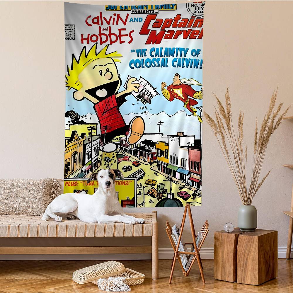 CCalvin And HHobbes Cartoon Tapestry for Living Room Home Dorm Decor INS Home Decor
