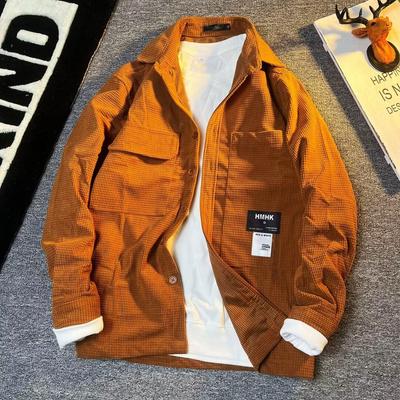 Moda erkek gömlekleri gevşek uzun kollu gömlek çok yönlü yeni gömlek trendi düz renk gömlek