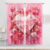 Set Of 2 Pink Heart Valentine Day Curtain Festive Atmosphere Decor Style Bedroom Living Room Pull Pocket Design Polyester Perfect For Great