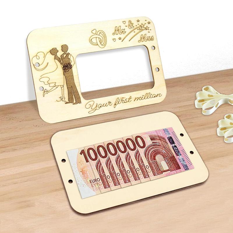 "Your First Million" Wooden Wallet Desk Money Holder Cash Organizer Wooden Craft Valentine'S Day Gift Birthday Gift Wedding Gift