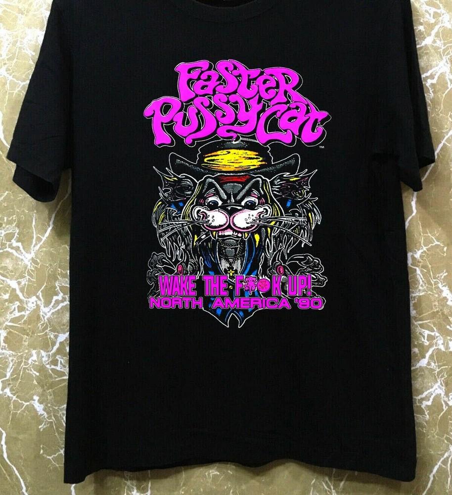 Vintage Faster Pussycat Band Heavy Cotton Black All Size Unisex Shirt SE451 Unisex T-Shirt L