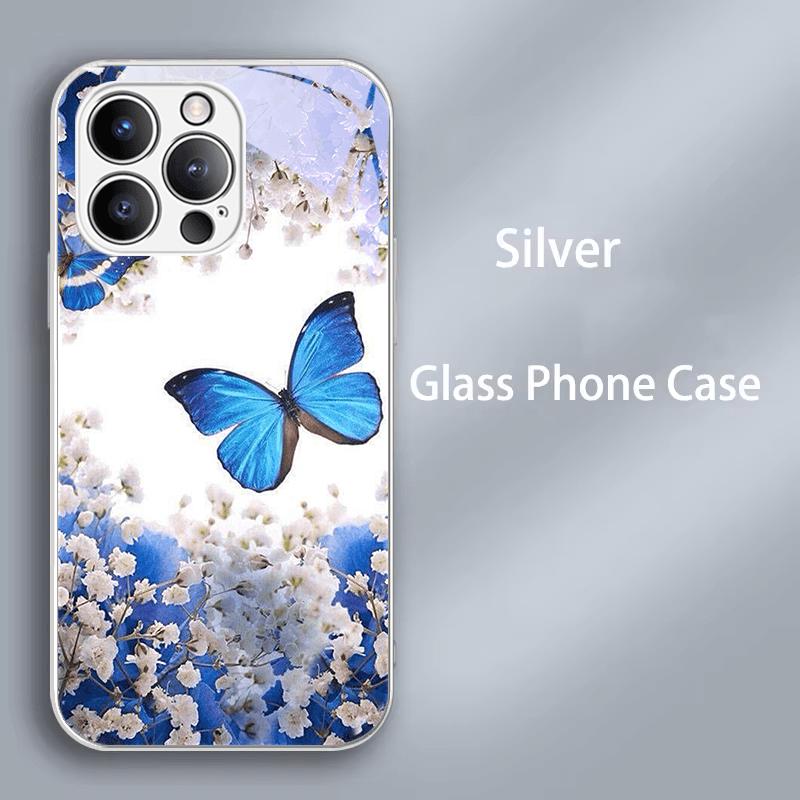 Case For iPhone 11 12 13 14 15 16 16e Tempered Glass Phone Cover For iPhone16 Pro Max 15 Plus 12 Mini Hard PC Glass Color Fundas