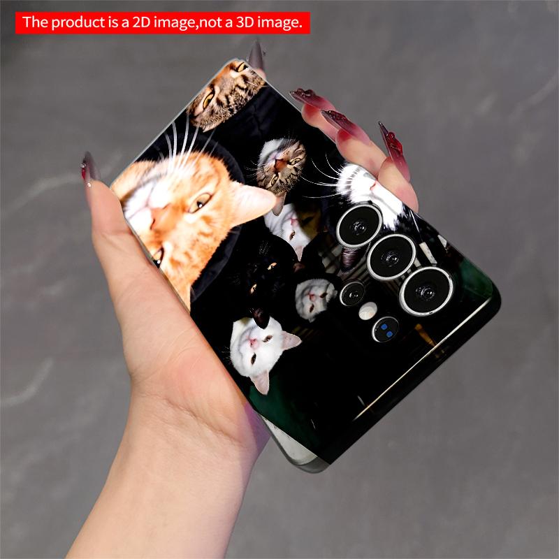 2DFlat Samsung Phone Case Cats In Hoodies Selfie Group Applicable To Galaxy S22 S23 S24 S25ULTRA S26 A12 A13 A14 A15 A16