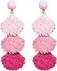 Raffia Dangle Earrings for Women - Boho Statement Rattan Drop Jewelry Shell Design, Lightweight Summer Beach Trendy Accessories