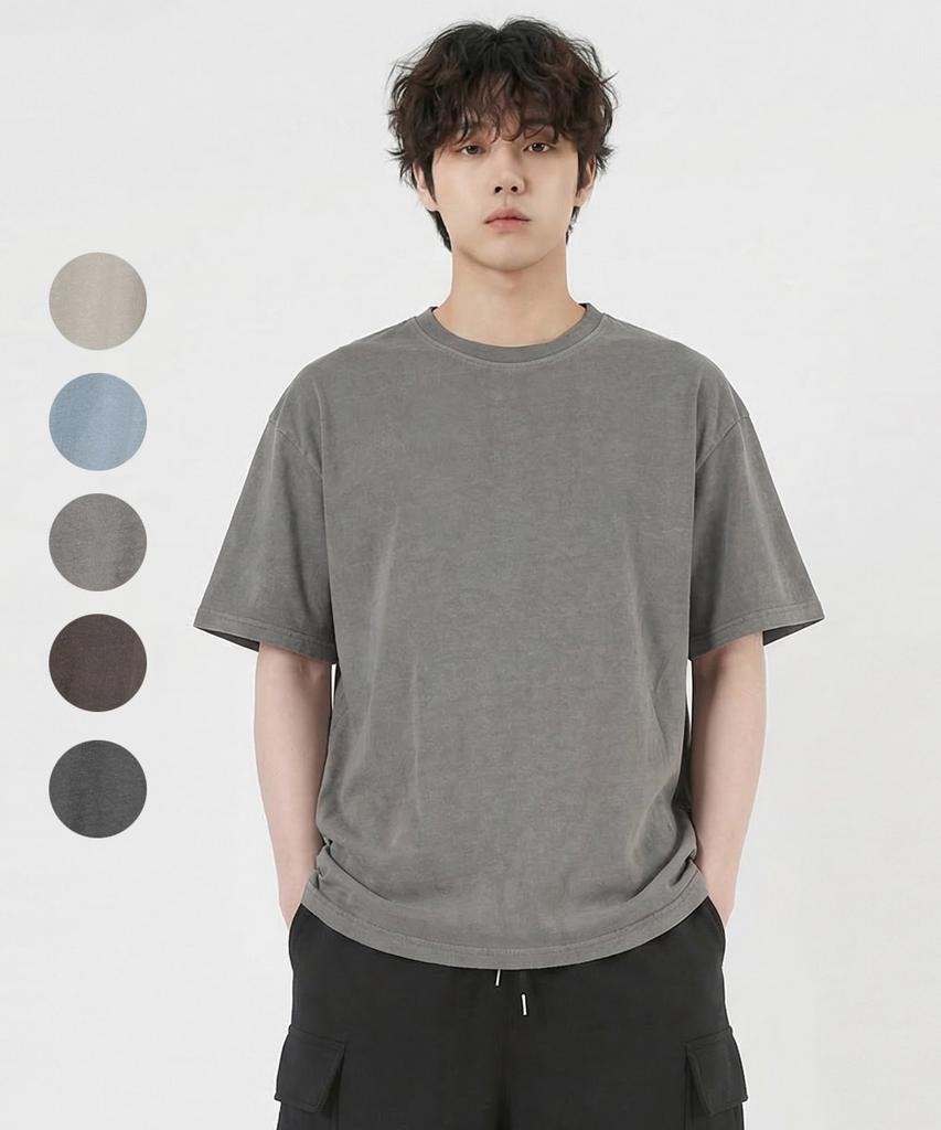 UMM Oversized Plain Pigment Short Sleeve T-Shirt 5 Colors