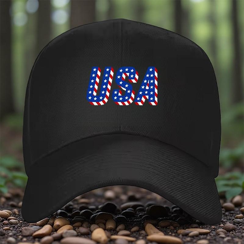 USA Flag Print Baseball Cap Adjustable Polyester Sunshade Hat For Unisex Women
