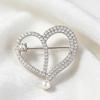 Elegant Hollow Heart Brooch With Sparkling Rhinestones And Faux Pearl Perfect For Wedding Parties Daily Wear Formal Events