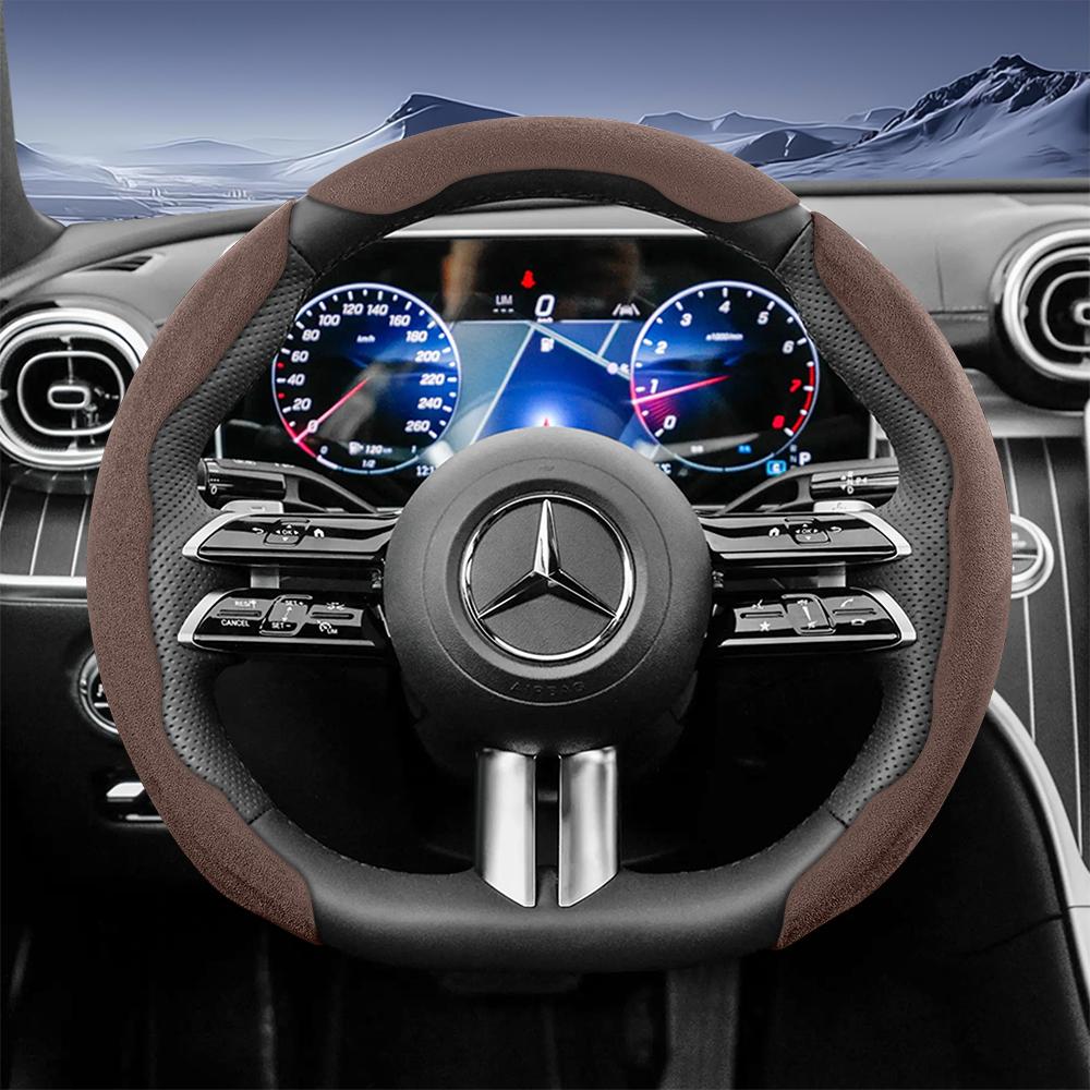 Suitable for Mercedes-Benz Sports Suede Steering Wheel Covers with Split Snap-On Design for V G S a E C Class Gle Glc Gla Glb Cls Cla Eqb Eqe Eqs Amg 
