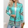 Western Ethnic Print Open Front Cardigan, Casual Long Sleeve Loose Cardigan, Women'S Clothing