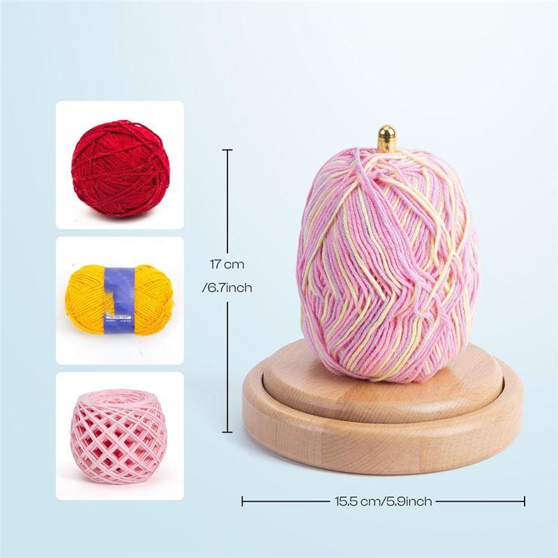 AEE4-Wooden Yarn Holder For Knitting And Crocheting,Easy Install And Operate Yarn Spinner Holder, Spinner With Yarn Storage
