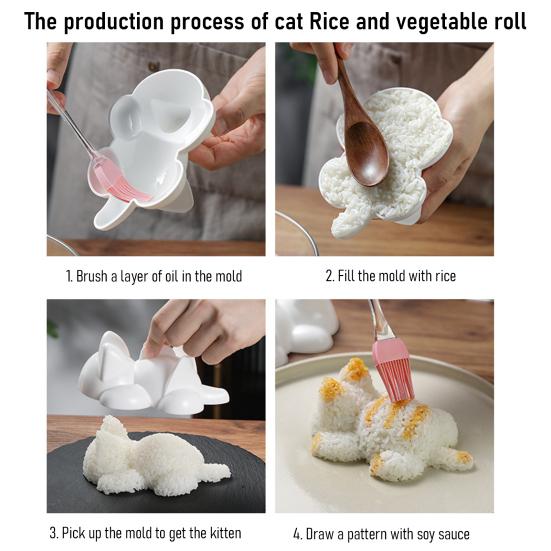 Söt Katten Onigiri Form Nybörjar Sushi Form Livsmedelssäker Plast Sushi Ris Form Formningsverktyg för Risbollar Musubi Press Nigiri Sushi Tillverkning
