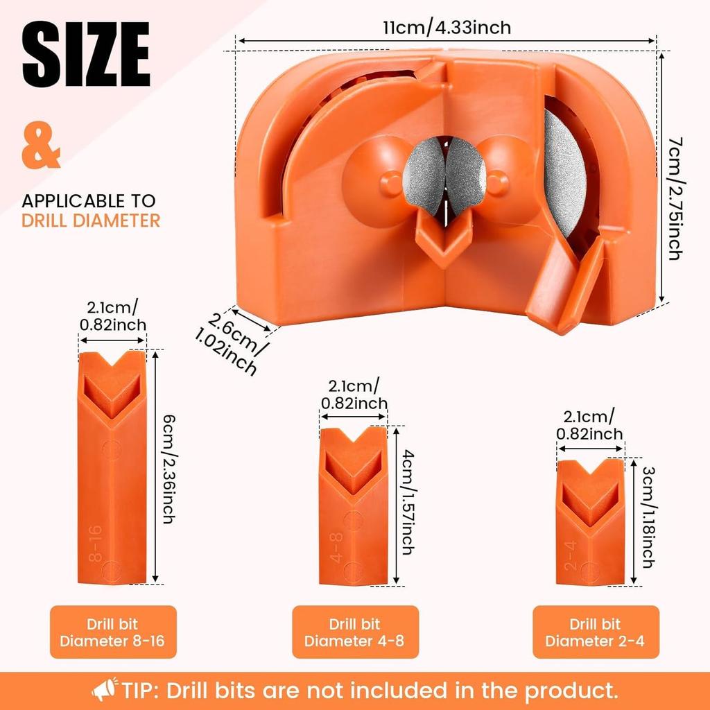 Drill Bit Sharpener,Drill Bit Sharpener for All Bits,Multipurpose Drill Bit Grinding Sharpener for High-Speed Steel, Masonry, Carbide, Cobalt &