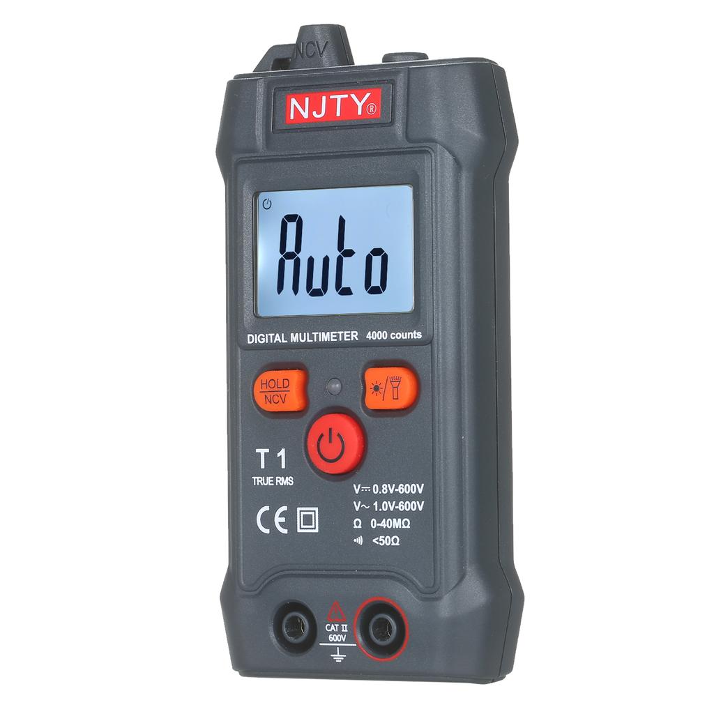 NJTY Palm-size LCD Digital Multimeter Auto Range NCV 4000 Counts True RMS Smart Universal Tester 600