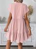 2025 Summer Solid Color V-Neck Loose Resort Dress