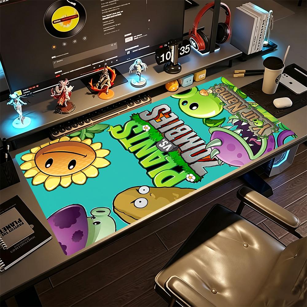Plants Vs. Zombies Customized Name Mouse Pad Gaming Laptop Mouse Pad Study Desk Mat Non-Slip Rubber Bottom Office Desk Accessory