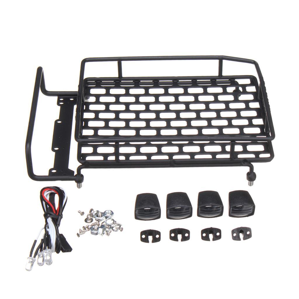 Roof Luggage Rack LED Light Bar Aluminum Roof Carrier for RC Wrangler CC01 1/10 Rally Axial SCX10