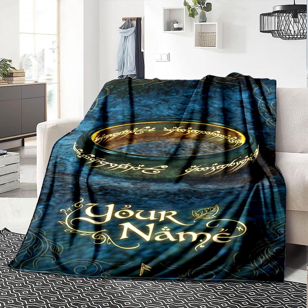 Lord Rings Personalized Text Blanket Multi-purpose Personalized Blanket Warmthful Decor Perfect for Nap Living Room Couch Office for All Occasions