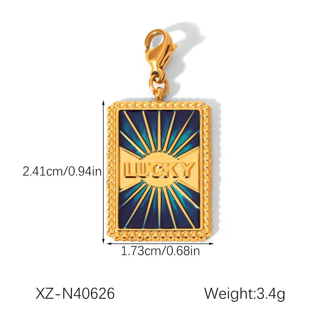 European-American Stainless Steel Tarot Card Pendant - Versatile, Non-Fading, DIY Jewelry Accessory for Women