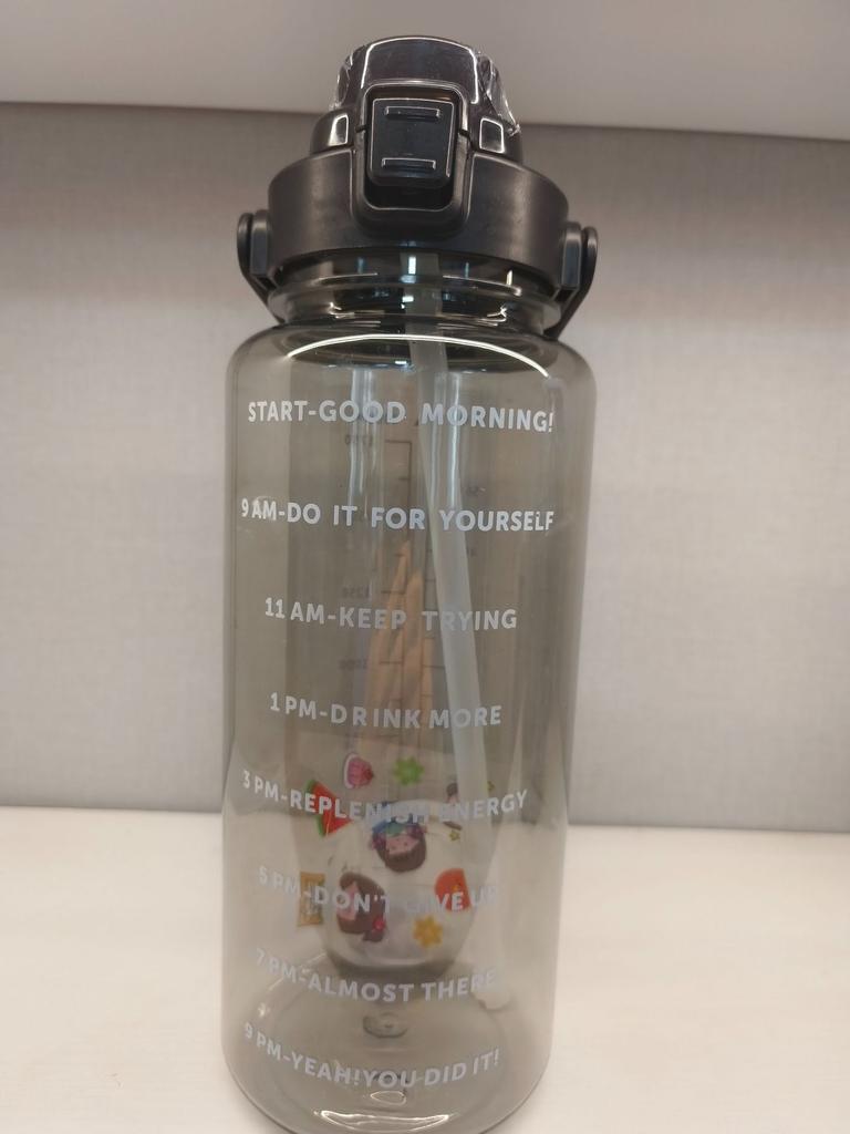 2L Straw Water Bottle Large Capacity Plastic Water Cup Portable Sippy Cup Drink Bottle With Marker For Outdoor Sports Fitness